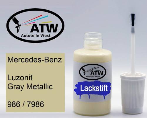 Mercedes-Benz, Luzonit Gray Metallic, 986 / 7986: 20ml Lackstift, von ATW Autoteile West.